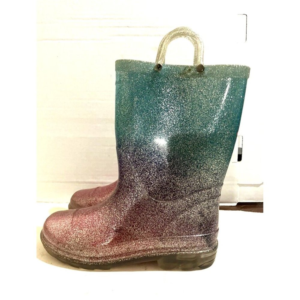 Western Chief Kids Glitter Ombre Rain Boots - Pink to Teal